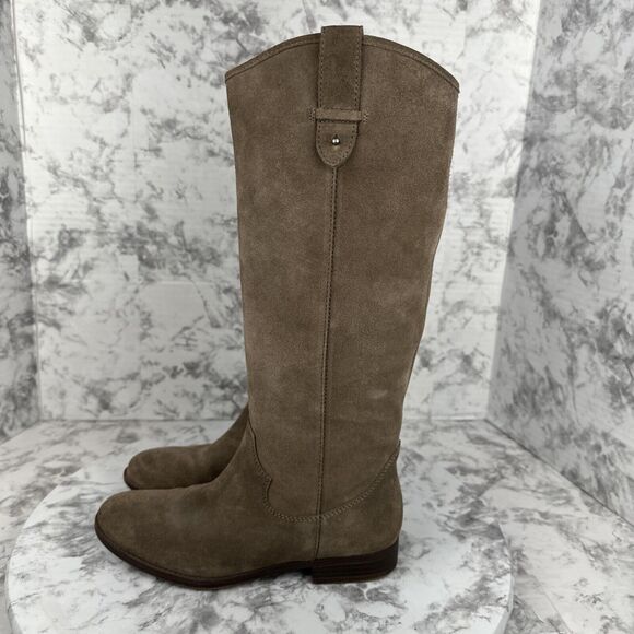 Frye & Co Tania Tall Riding Boot Size 6.5 Taupe Brown Suede Pull On Knee High - Picture 3 of 9